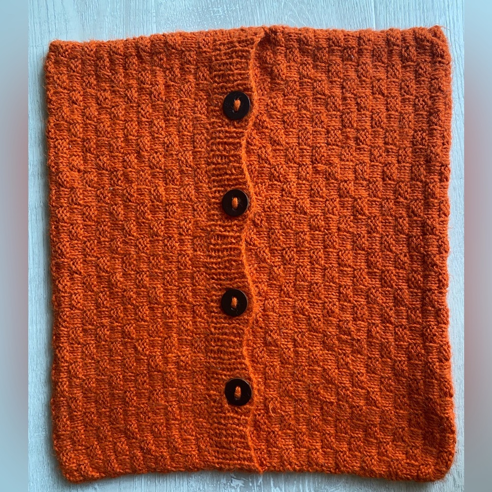Hand-knit basketweave pillow cover